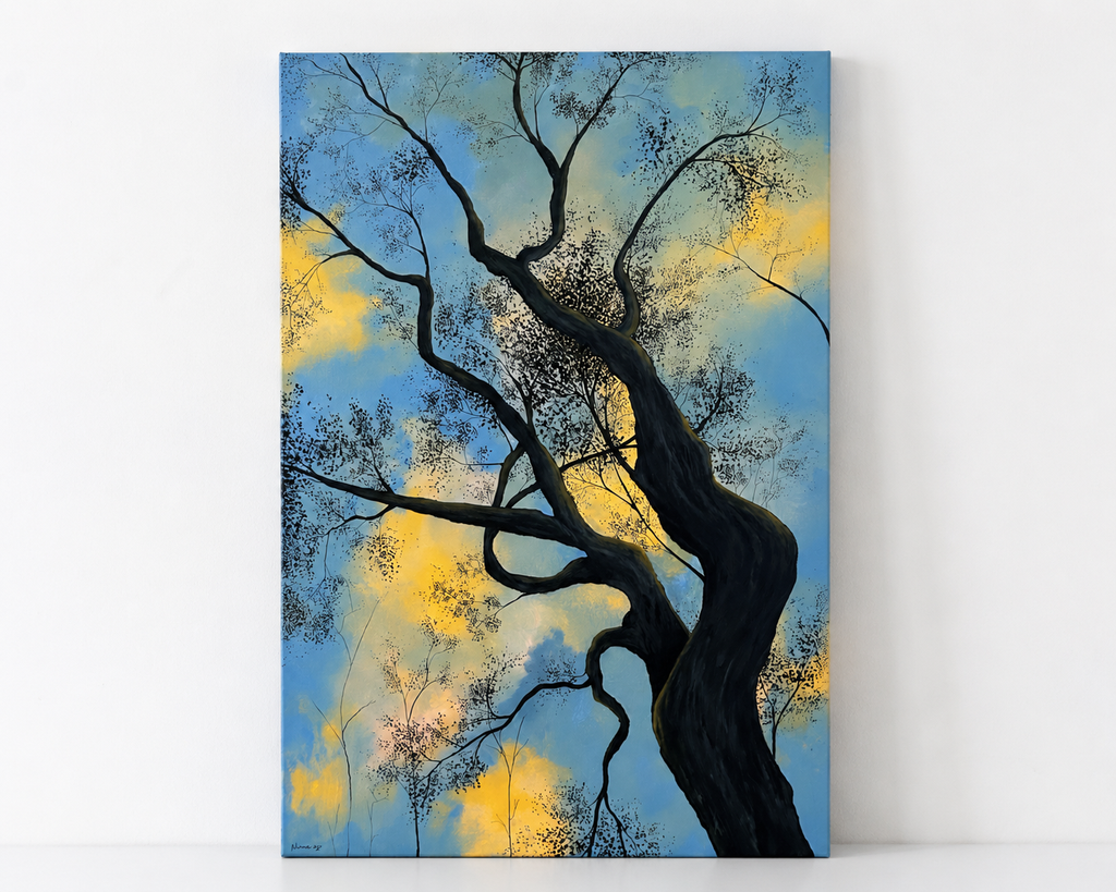 Pintura Original "Atardecer a través de las ramas" – Acrylic Painting