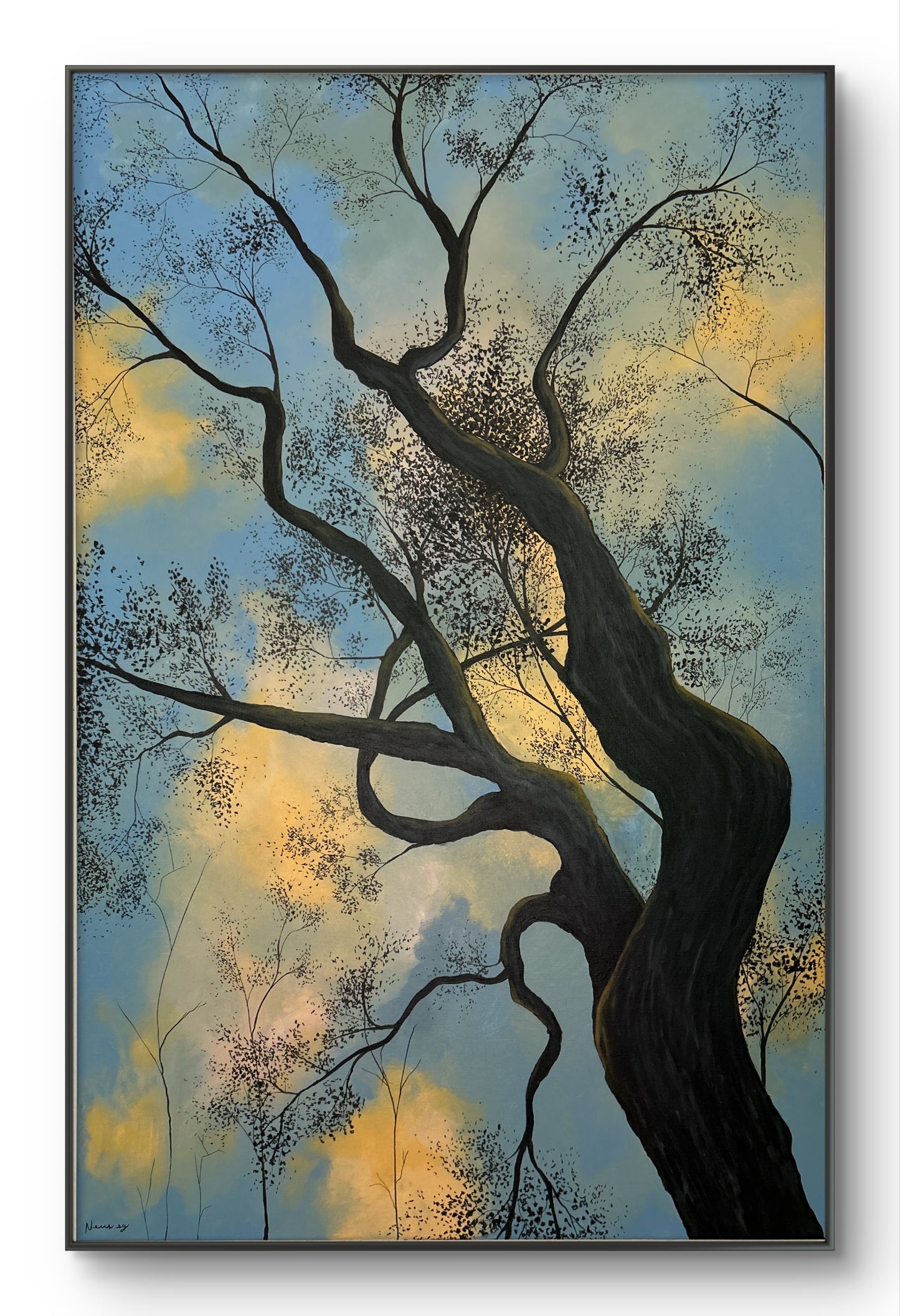 Pintura Original "Atardecer a través de las ramas" – Acrylic Painting