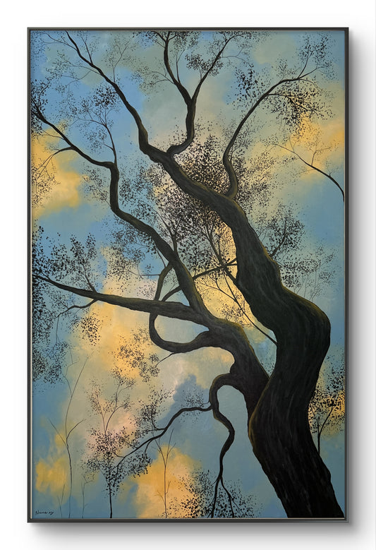 Pintura Original "Atardecer a través de las ramas" – Acrylic Painting