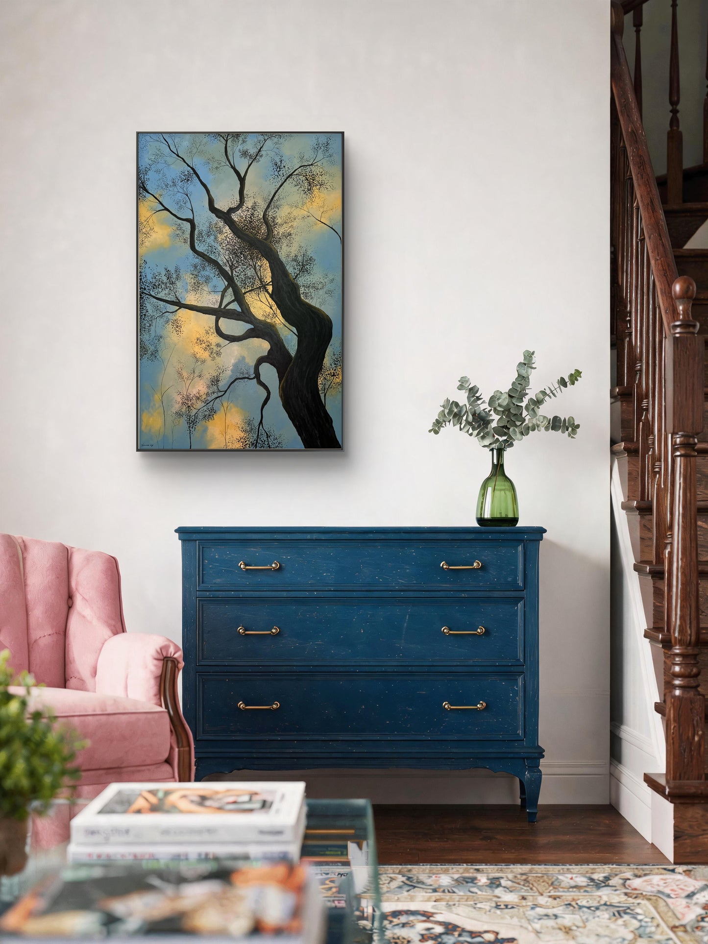 Pintura Original "Atardecer a través de las ramas" – Acrylic Painting