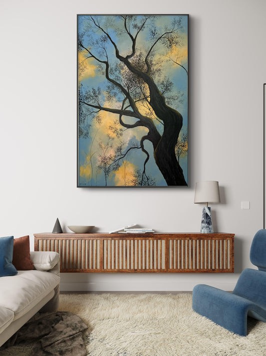 Pintura Original "Atardecer a través de las ramas" – Acrylic Painting